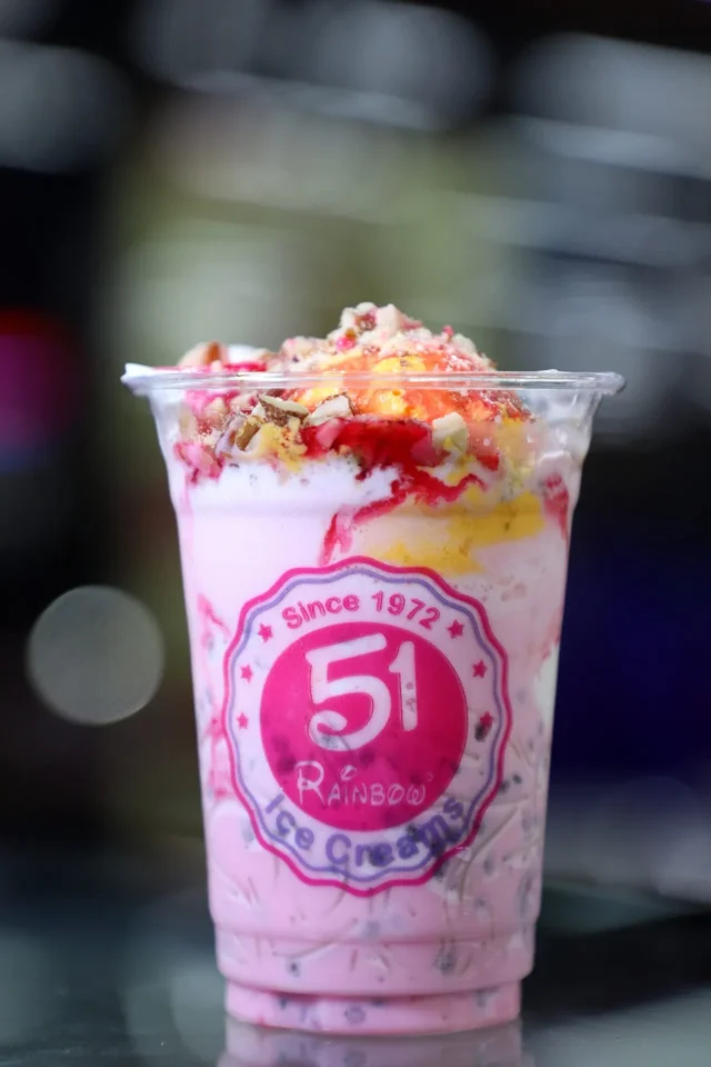 Delicious Rose Milk with Ice Cream
